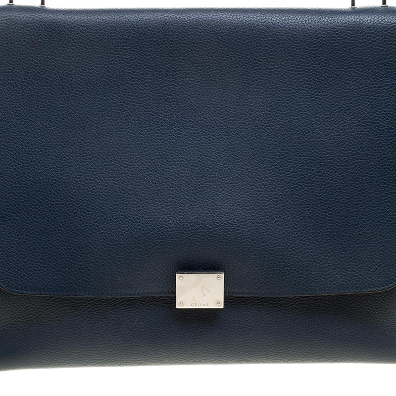 Celine Blue Leather and Suede Large Trapeze Tote 5