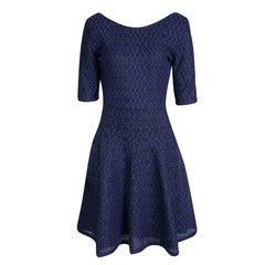 Dior Purple and Black Textured Knit Fit and Flare Dress L