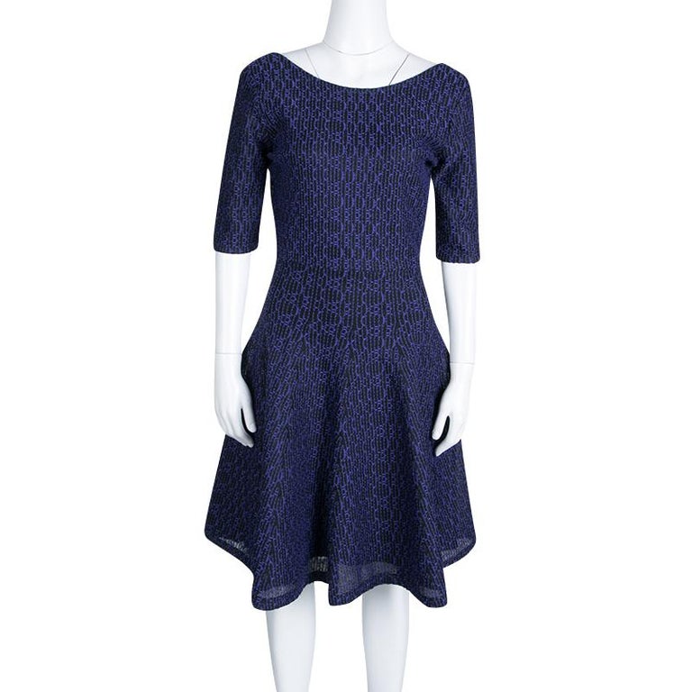 Dior Purple and Black Textured Knit Fit and Flare Dress L For Sale at ...