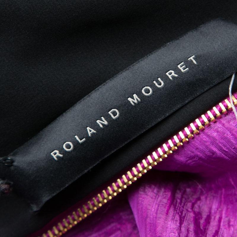 Women's Roland Mouret Bright Violet Puckered Organza Strapless Odell Gown L