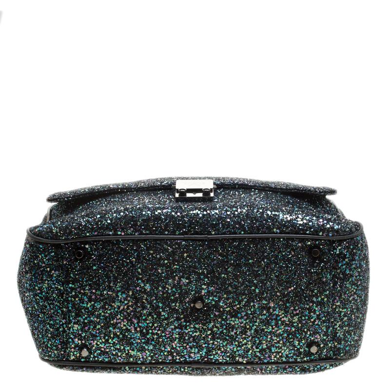 Women's Anya Hindmarch Black Glitter and Leather Carker Boston Bag