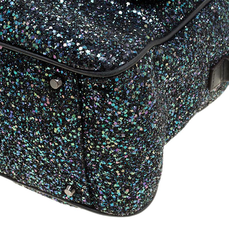 Anya Hindmarch Black Glitter and Leather Carker Boston Bag 2