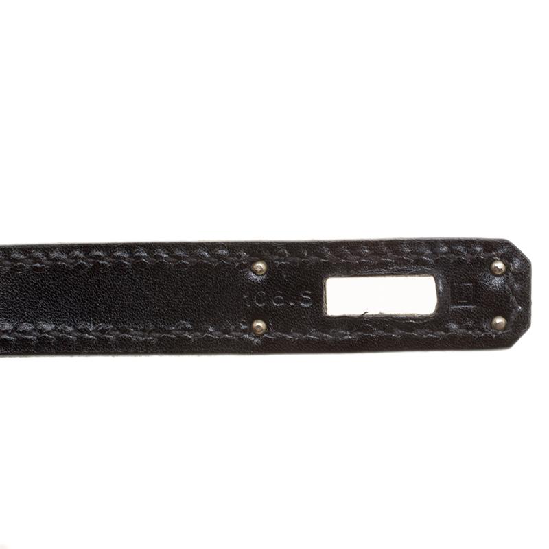 Women's Hermes Black Box Calf Leather Palladium Hardware Kelly Longue Clutch 34cm
