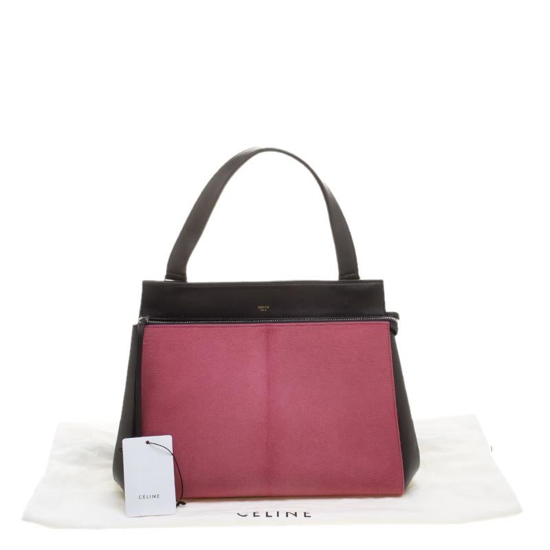 Celine Black/Pink Leather and Calf Hair Medium Edge Bag 2