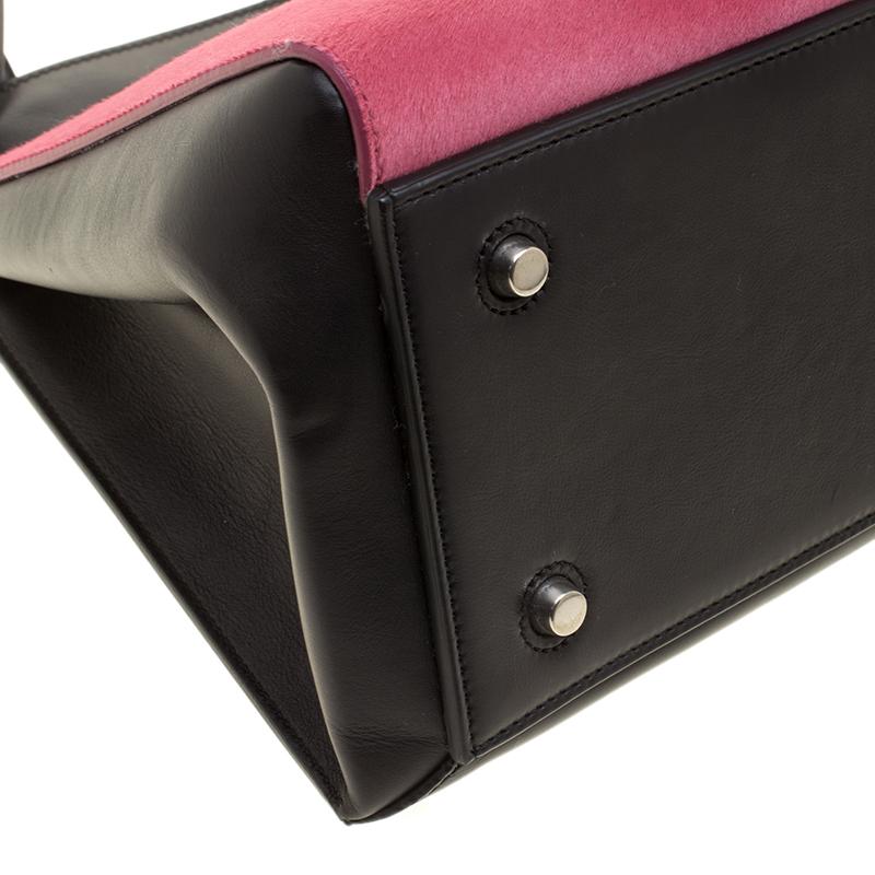 Celine Black/Pink Leather and Calf Hair Medium Edge Bag 7