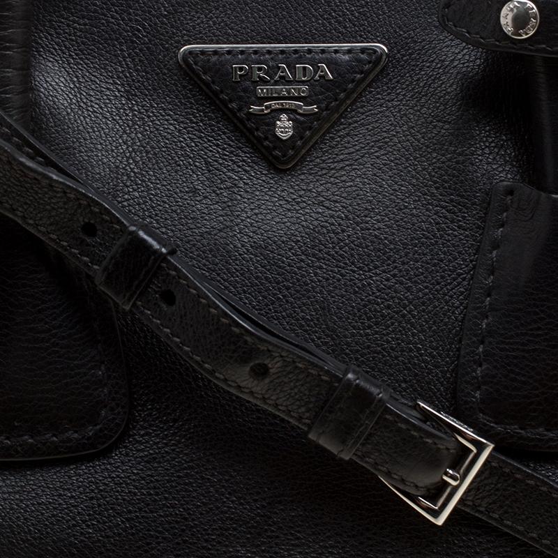 Prada Black Leather And Suede Double Zip Tote 7