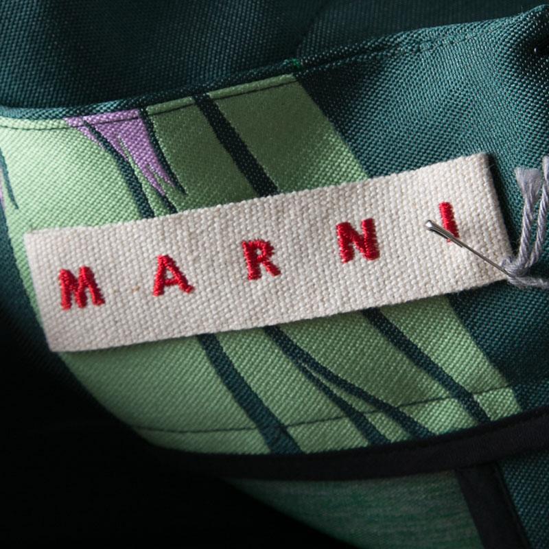 Marni Spherical Green Jacquard Kapfu Motif Off Shoulder Shift Dress M 1