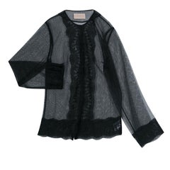 Christopher Kane Black Lace Trim Sheer Tulle Jacket M