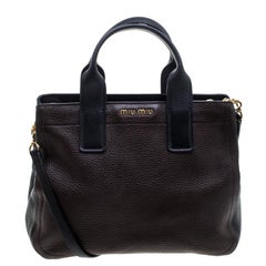 Miu Miu Dark Brown/Black Leather Caribou Top Handle Bag Used Miu Miu Dark Brown/Black Leather Caribou Top Handle Bag