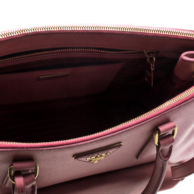Women's Prada Pink Saffiano Lux Leather Cargo Pocket Tote