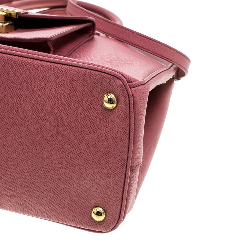 Prada Pink Saffiano Lux Leather Cargo Pocket Tote 2