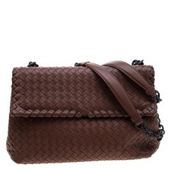 Bottega Veneta Brown Intrecciato Leather Olimpia Shoulder Bag