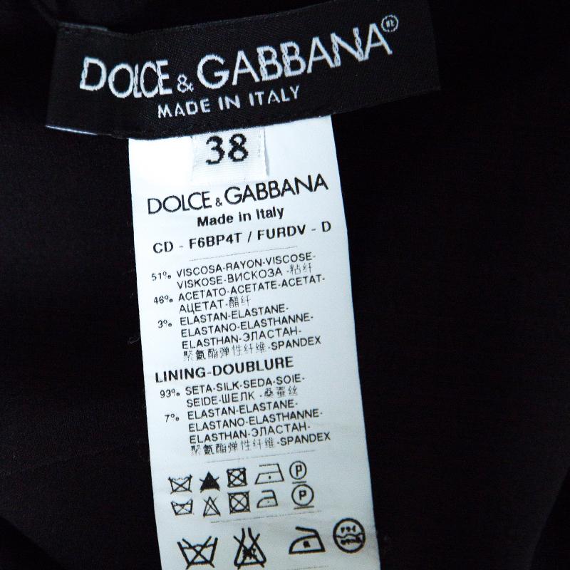 Women's Dolce and Gabbana Black Scalloped Lace Trim Sleeveless Dress S