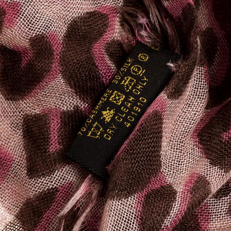 Louis Vuitton Pink and Brown Leopard Print Cashmere and Silk Stephen Sprouse Gra 2