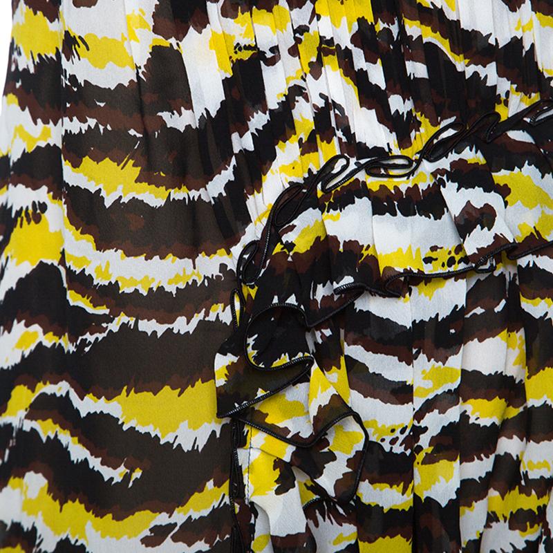 Missoni Multicolor Tiger Print Ruffled Silk Strapless Tansy Dress M In New Condition In Dubai, Al Qouz 2