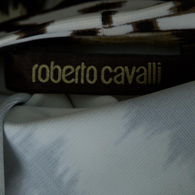 Women's Roberto Cavalli Animal Printed Knit Short Sleeve Bodycon Dress S
