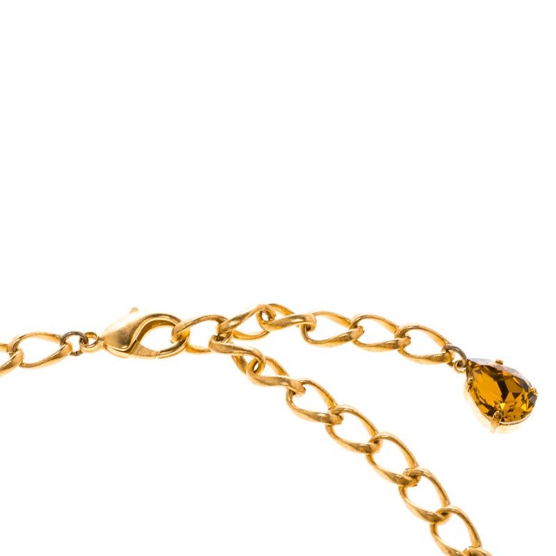 Dolce and Gabbana Banana Crystal Studded Gold Tone Necklace In Good Condition In Dubai, Al Qouz 2