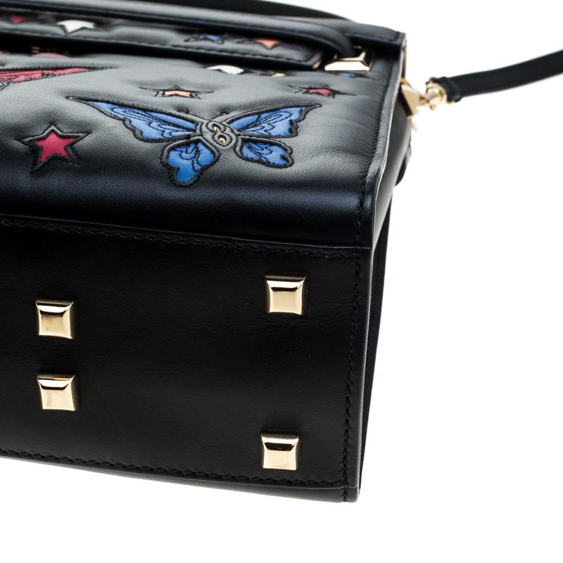 Valentino Black Leather Butterfly My Rockstud Top Handle Bag 6