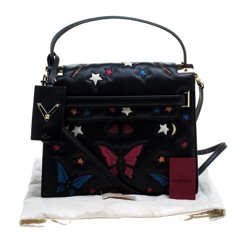 Valentino Black Leather Butterfly My Rockstud Top Handle Bag 7