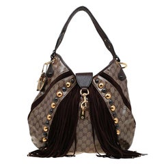 Gucci - Grand sac hobo Babouska en toile enduite de cristal GG beige/ébène