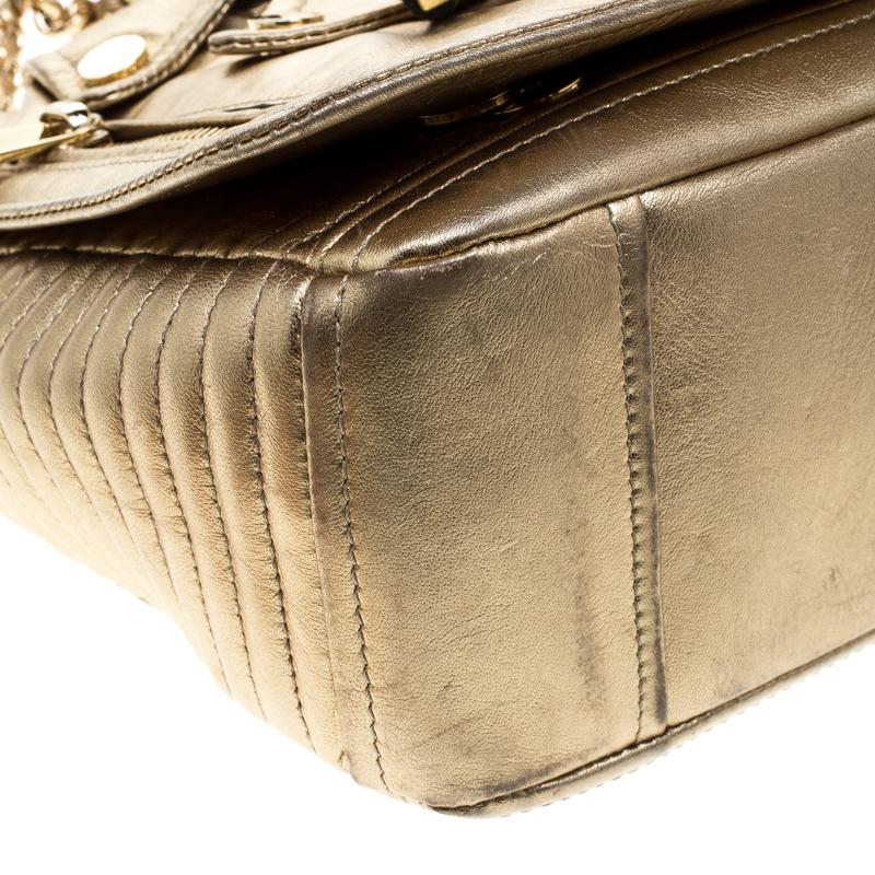 Moschino Gold Leather Medium Capsule Biker Jacket Shoulder Bag 4