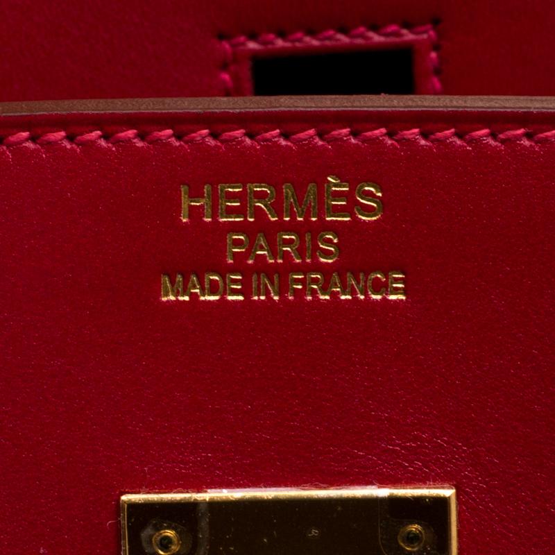 Hermes Red Box Calf Leather Gold Hardware Birkin 35 Bag 1