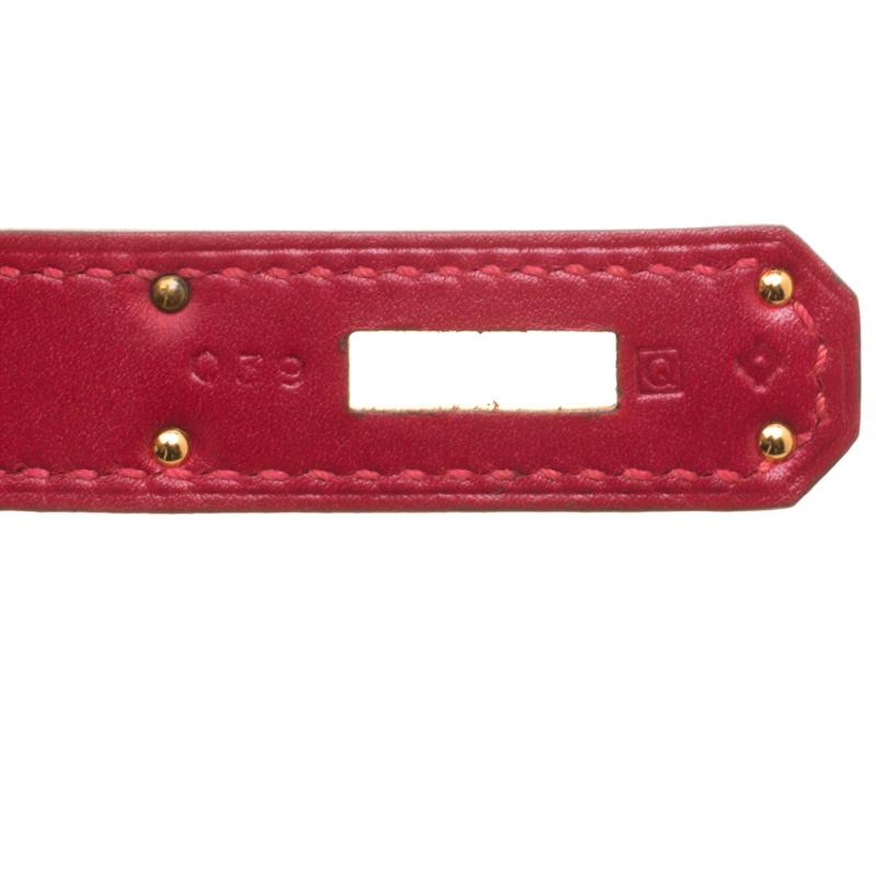 Hermes Red Box Calf Leather Gold Hardware Birkin 35 Bag 2