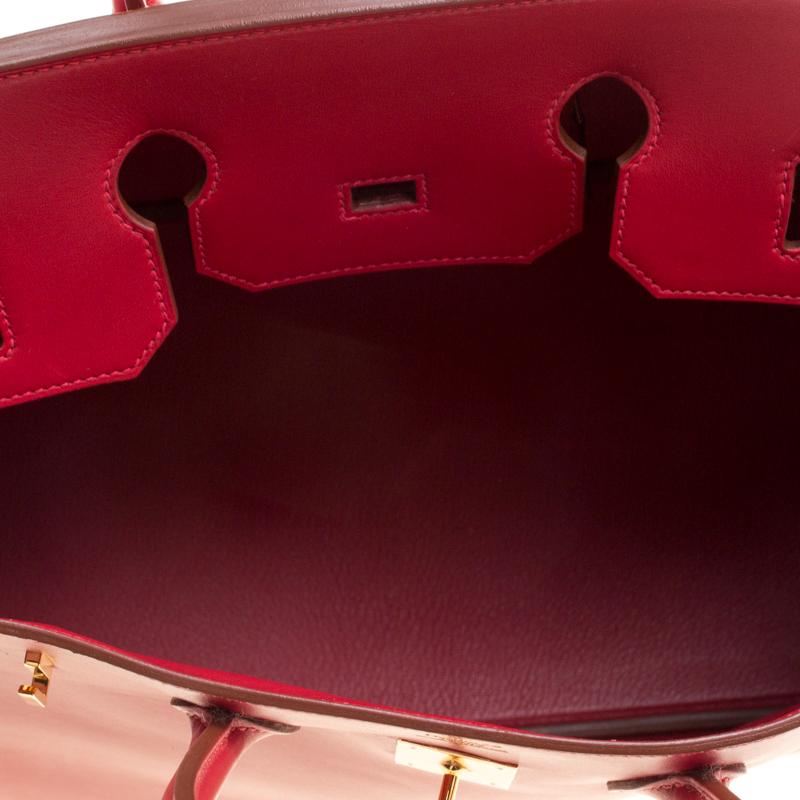 Hermes Red Box Calf Leather Gold Hardware Birkin 35 Bag 4