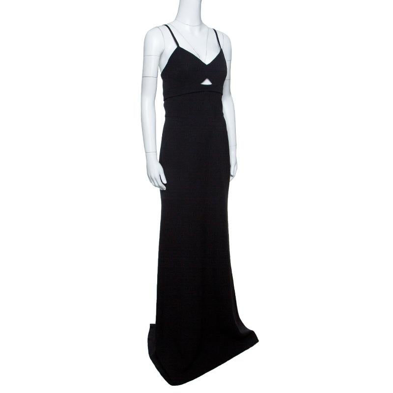 Victoria Beckham Black Double Crepe Cutout Detail Sleeveless Maxi Dress M In Good Condition In Dubai, Al Qouz 2