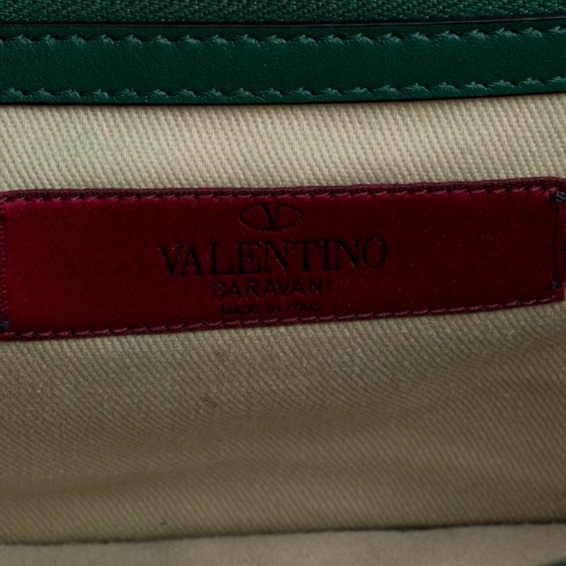 Valentino Green Leather Rockstud Medium Glam Lock Flap Bag 4