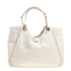 Salvatore Ferragamo Cream Leather Betulla Tote