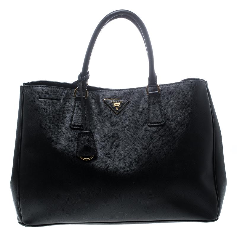 Prada Black Saffiano Lux Leather Large Gardener's Tote