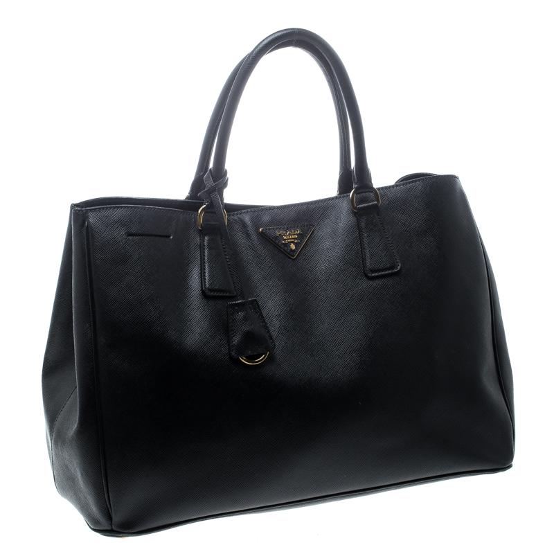 Women's Prada Black Saffiano Lux Leather Large Gardener's Tote