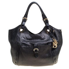 Dior Black Cannage Leather Bee Tote