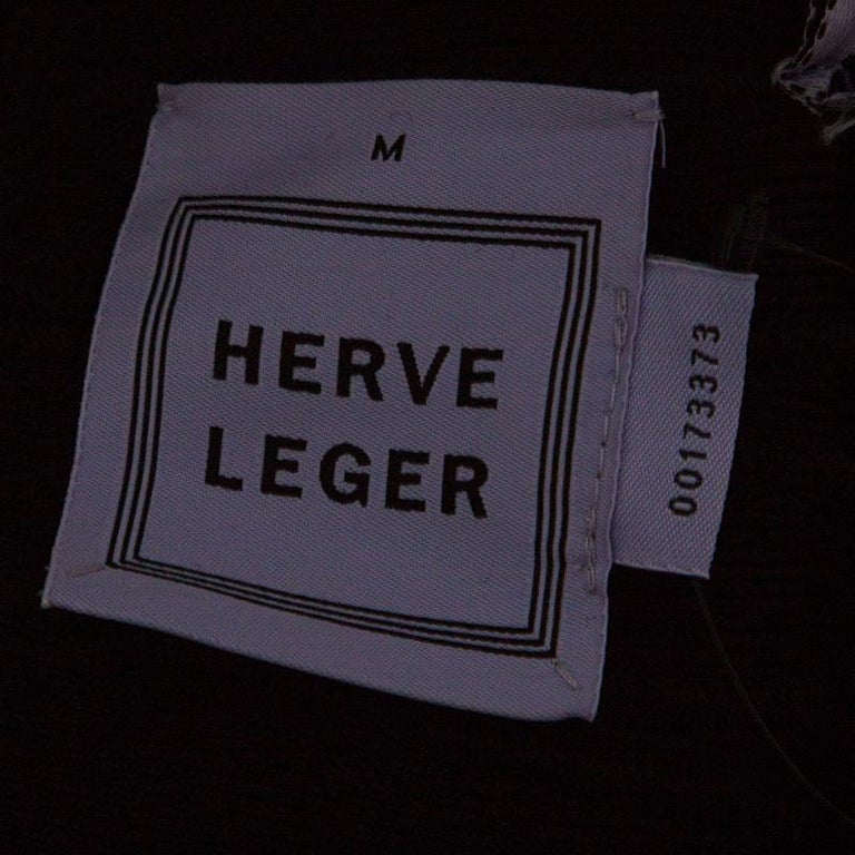 Herve Leger Black Metal Chain Link Detail Bandage Gemma Dress M For