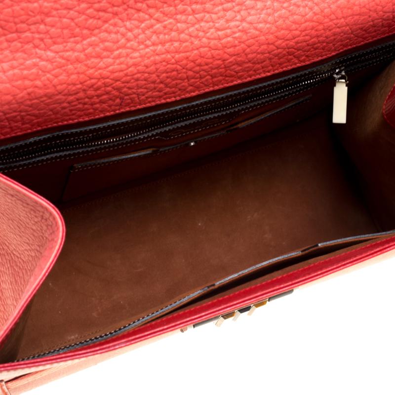 Women's Oscar de la Renta Red Leather Top Handle Bag