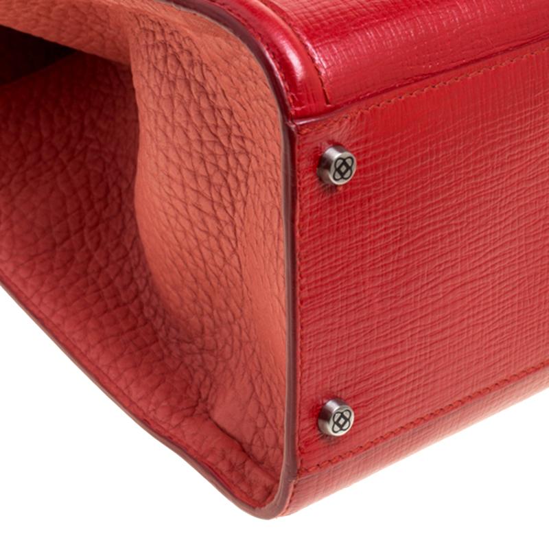 Oscar de la Renta Red Leather Top Handle Bag 6