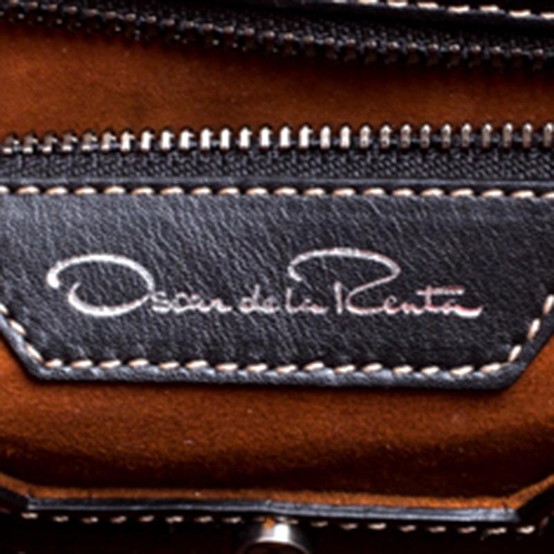 Oscar de la Renta Red Leather Top Handle Bag 5