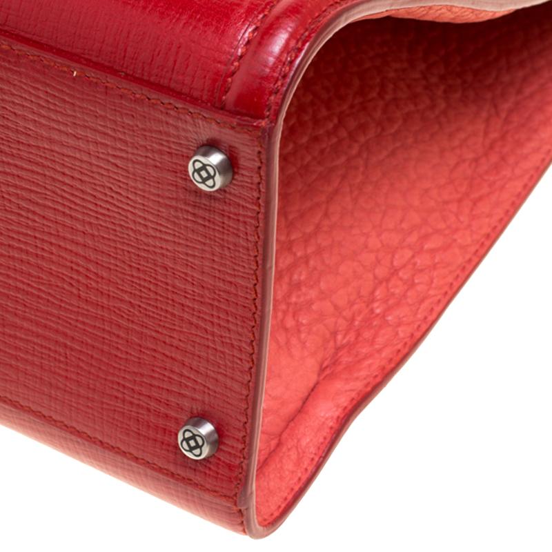 Oscar de la Renta Red Leather Top Handle Bag 4