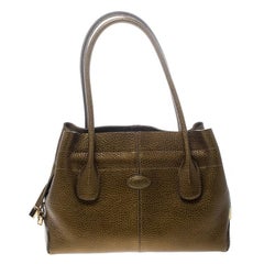 Tod's Dark Gold Leather D Bag Media Tote