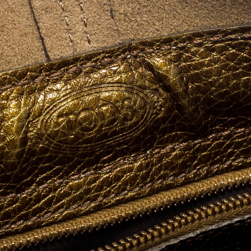 Tod's Dark Gold Leather D Bag Media Tote In Good Condition In Dubai, Al Qouz 2