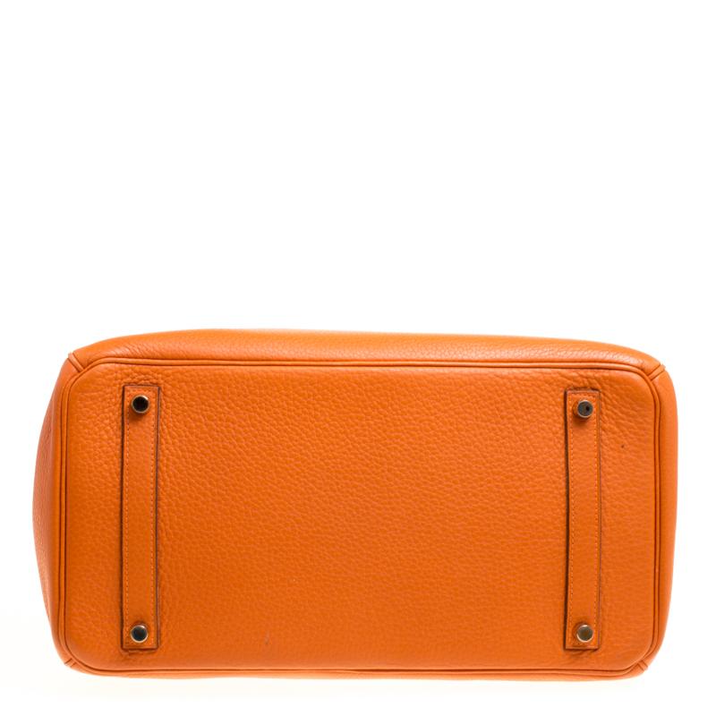 Hermes Tangerine Togo Leather Gold Hardware Birkin 35 Bag 2