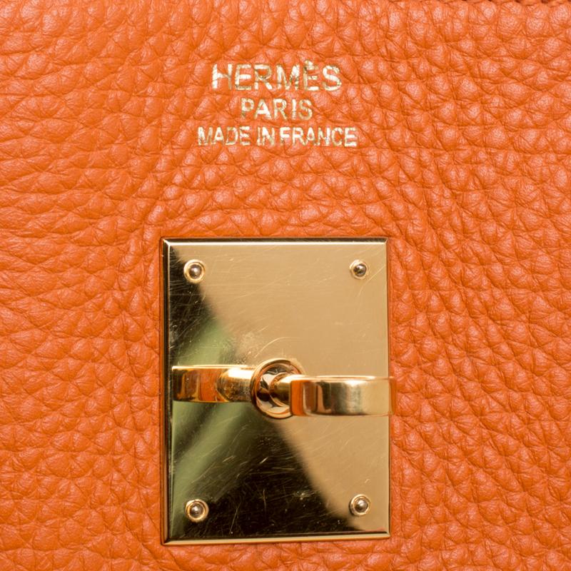 Hermes Tangerine Togo Leather Gold Hardware Birkin 35 Bag 4