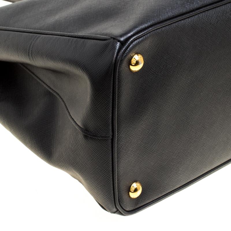 Women's Prada Black Saffiano Lux Leather Large Double Zip Tote