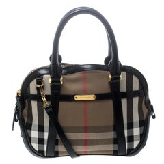 Burberry Black House Check Fabric and Leather Orchard Bowling Bag