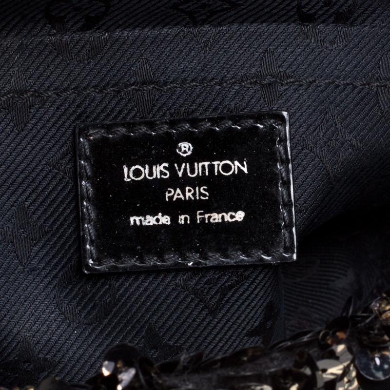 Louis Vuitton Black/Gold Sequins Pochette Rococo Clutch 2