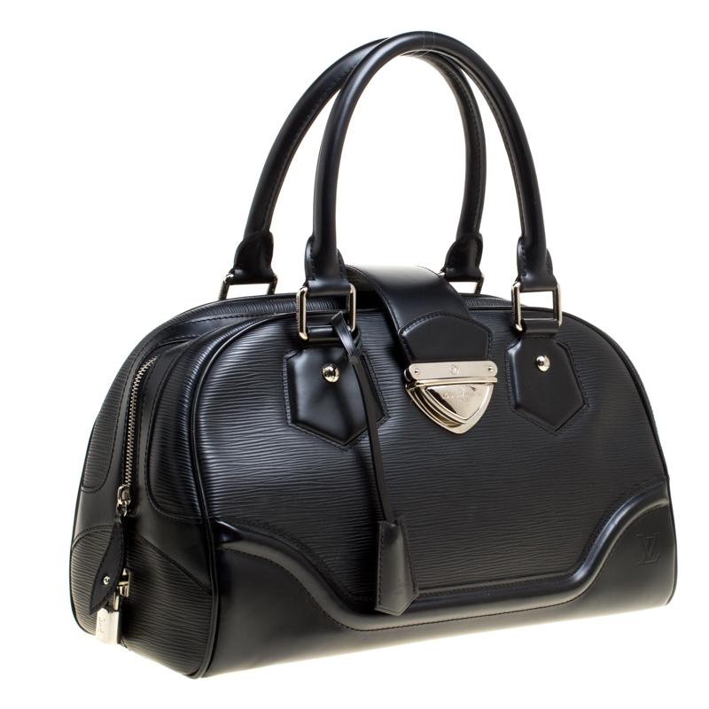Louis Vuitton Black Epi Leather Bowling Montaigne GM Bag In Good Condition In Dubai, Al Qouz 2
