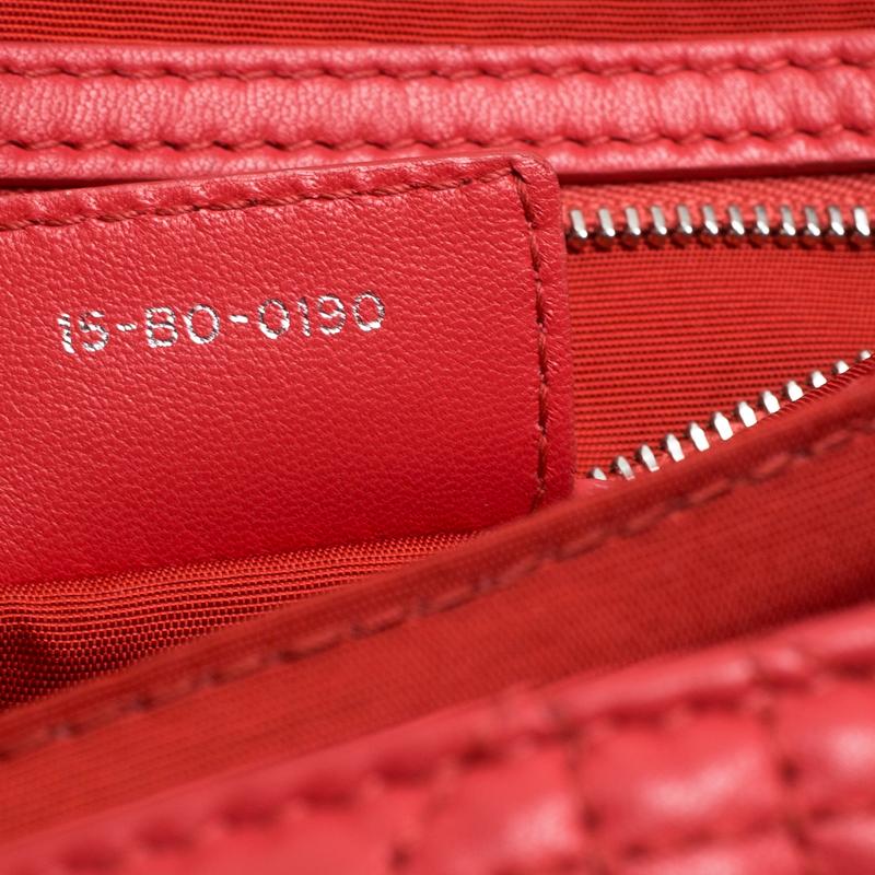 Dior Red Cannage Leather New Lock Flap Bag 2