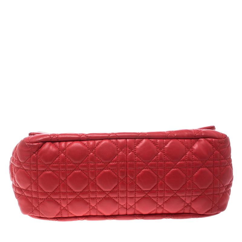 Dior Red Cannage Leather New Lock Flap Bag 3