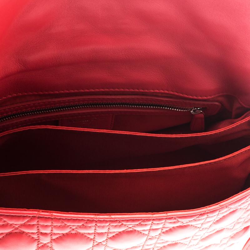 Dior Red Cannage Leather New Lock Flap Bag 4
